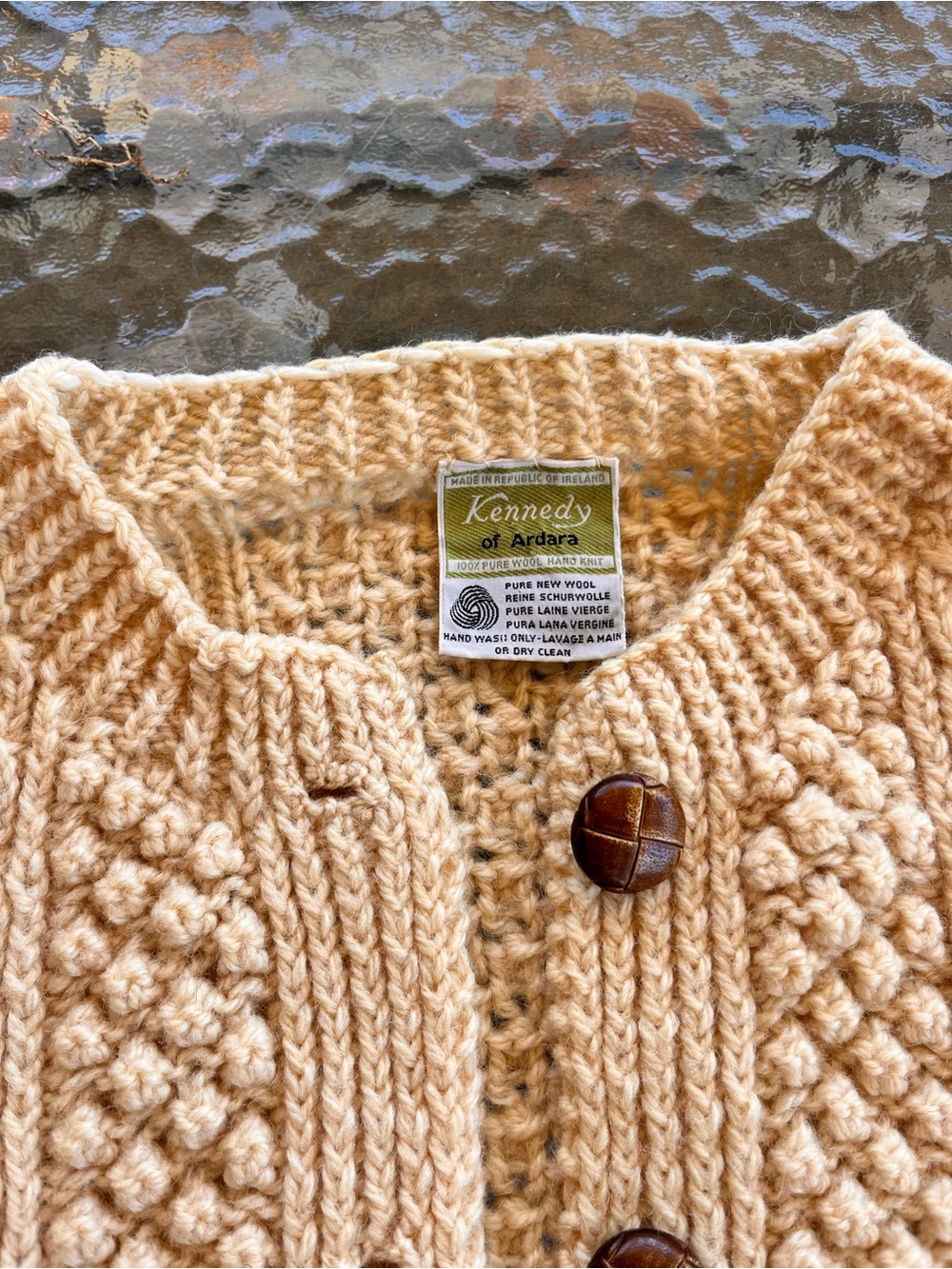 Kennedy of Ardara Irish Aran Cardigan 100% Pure Wool Cable Knit Cream Sweater - Picture 2 of 11